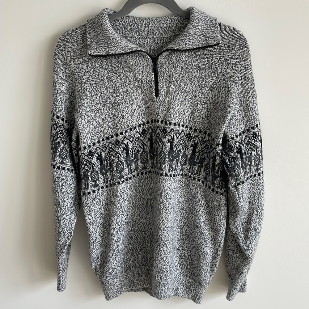 Peruvian Grey and Black Alpaca Sweater